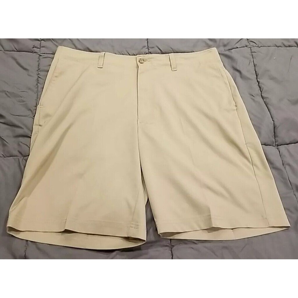 Ben Hogan Shorts Mens 36 X 10 Khaki Golf Performace Flat Front Casual Chino